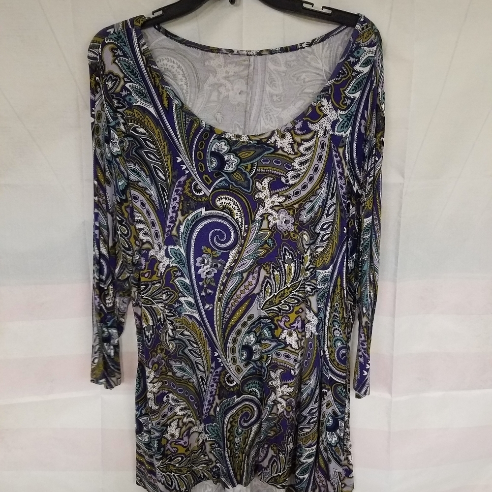 Purples & Greens & Teal Paisleys Tunic Top